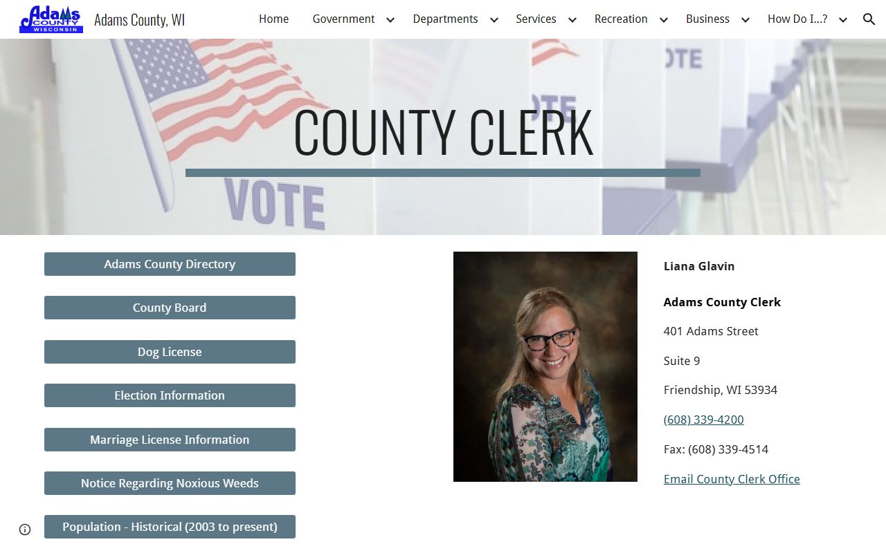 Adams County marriage license at the county clerk office in Friendship