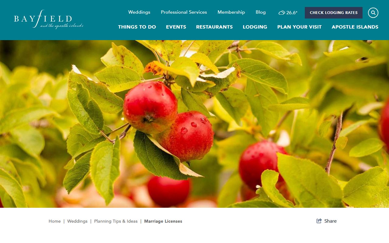 Bayfield County marriage license at Bayfield wedding planning office