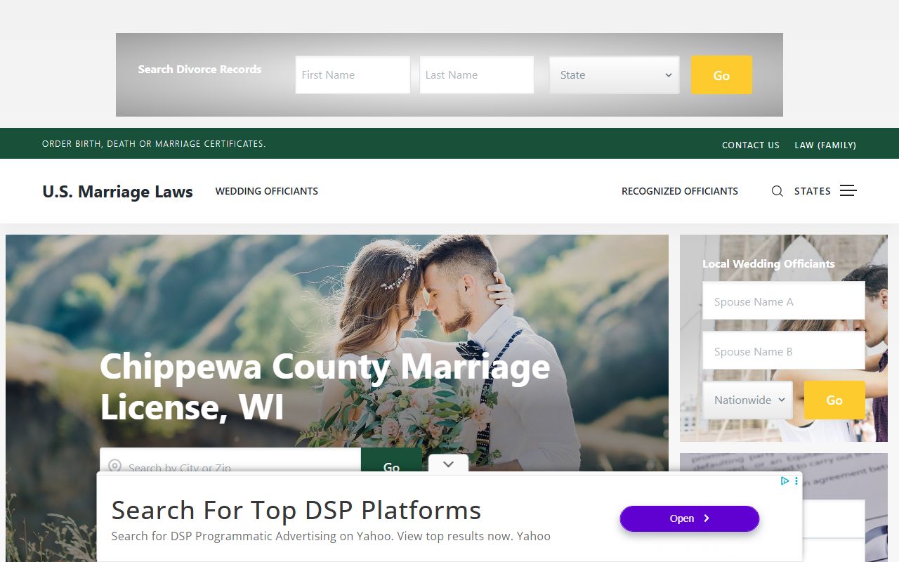 Chippewa County marriage license at the Chippewa County marriage license office