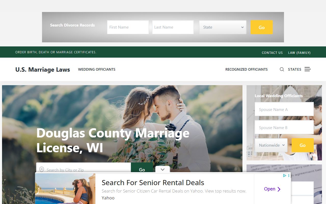 Douglas County marriage license at the Douglas County marriage license office