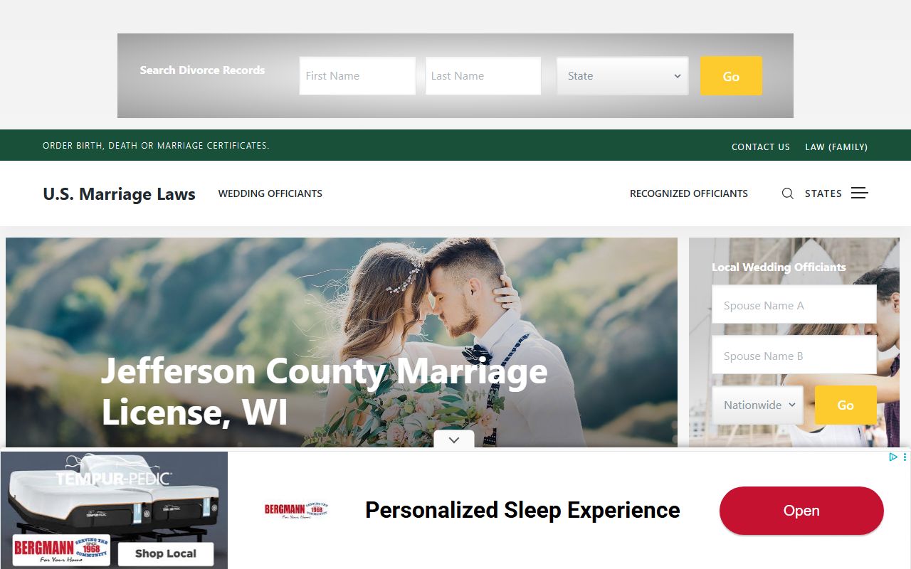 Jefferson County marriage license at the Jefferson County marriage license office