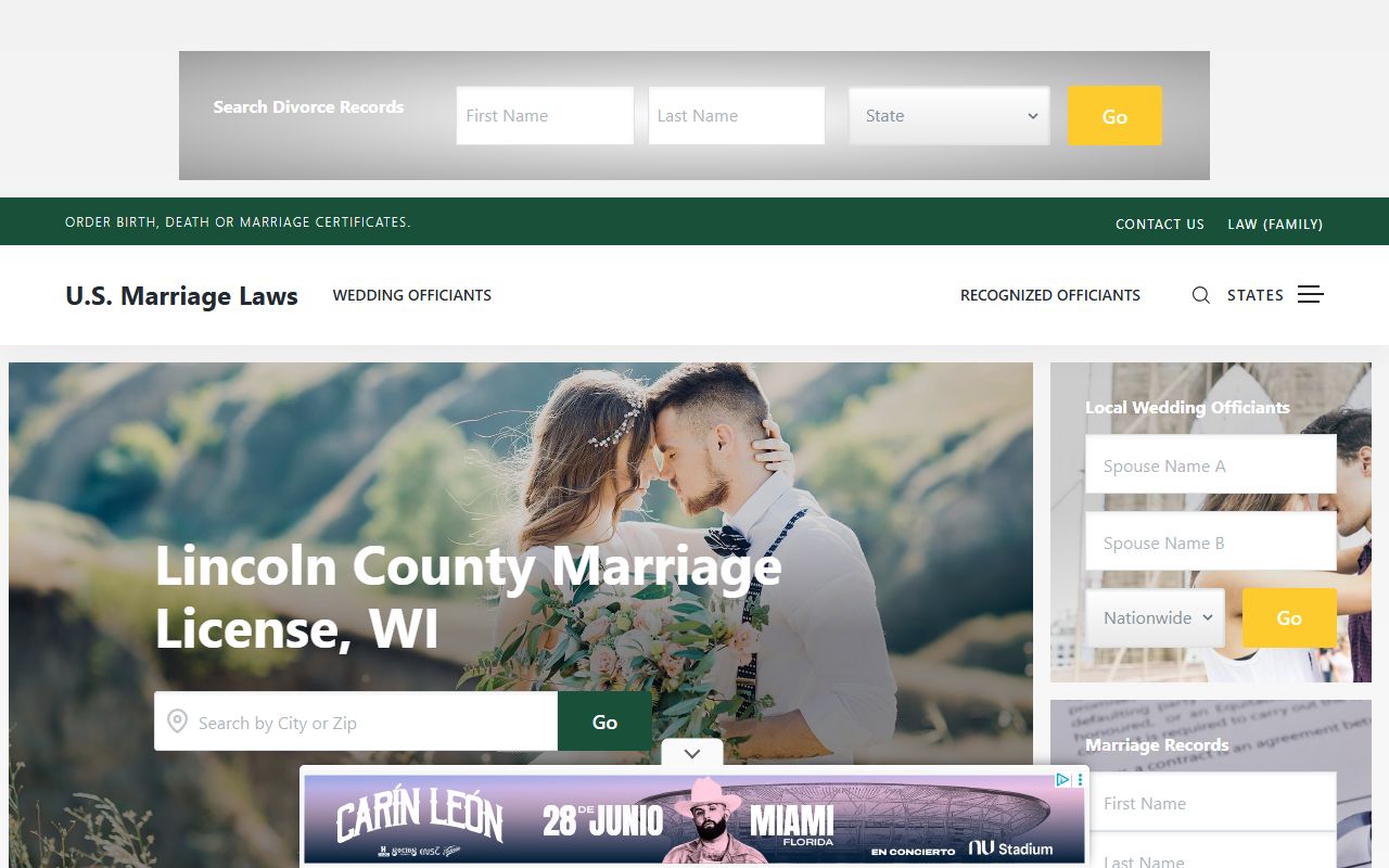 Lincoln County marriage license requirements in Merrill