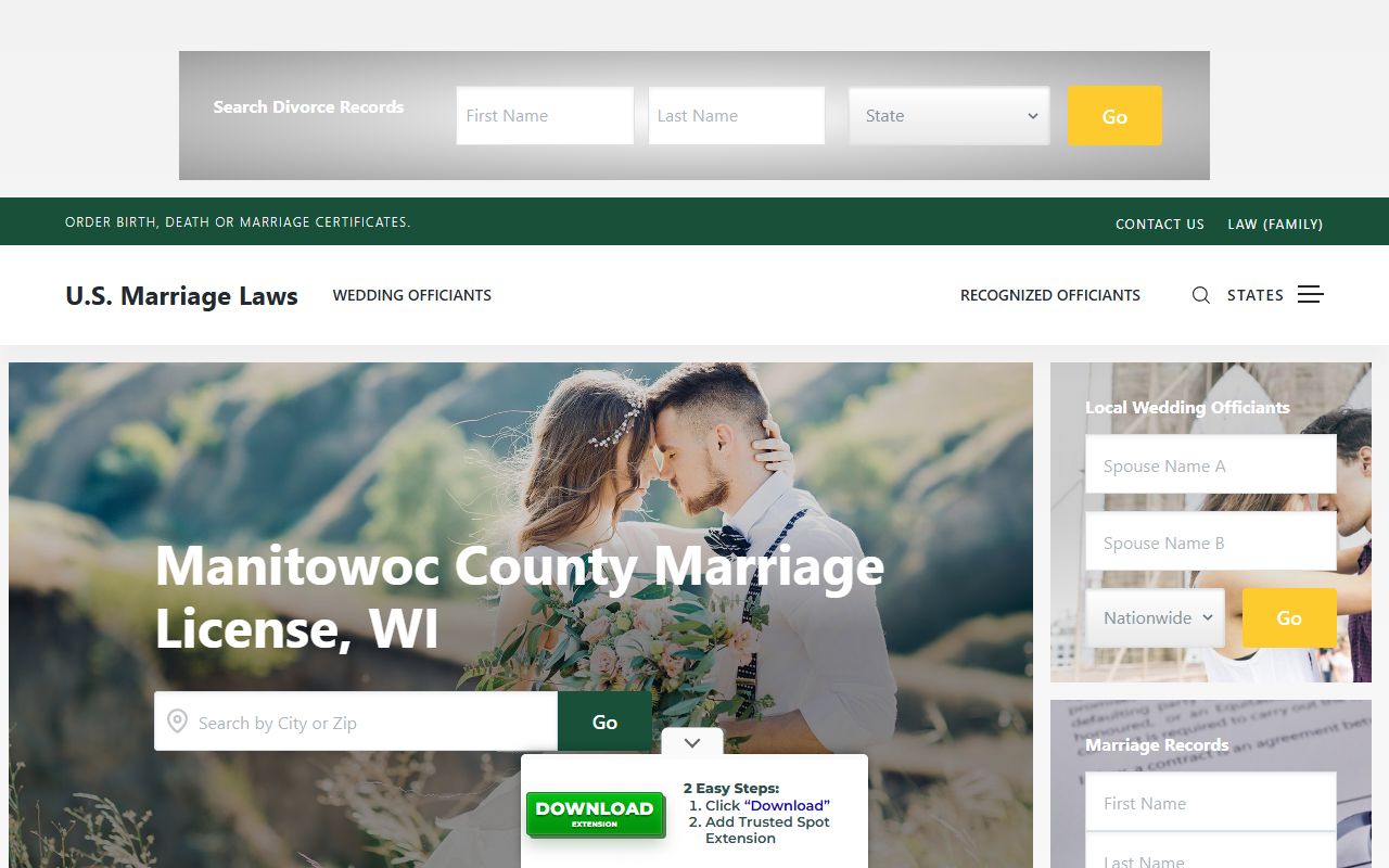 Manitowoc County marriage license requirements in Manitowoc